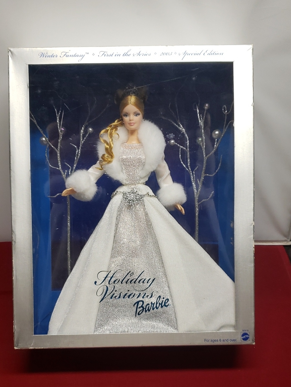 Barbie Doll Holiday Visions Doll  White Silver Gown Winter Fantasy 2003 NIB New
